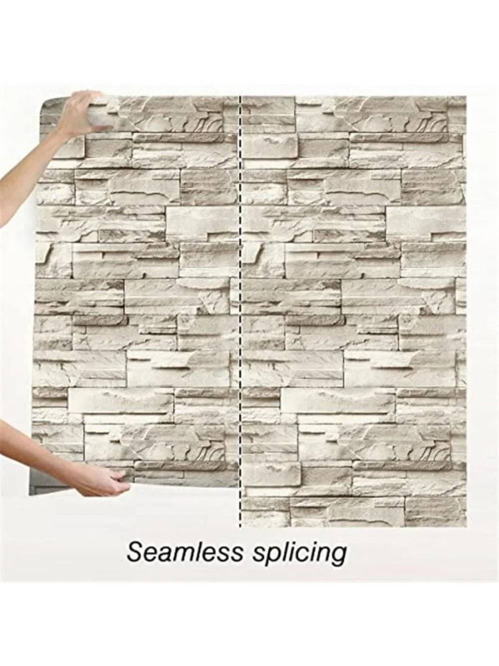 Beige Stone Peel Stick Wallpaper Faux Brick Vinyl Contact Paper Removable Roll